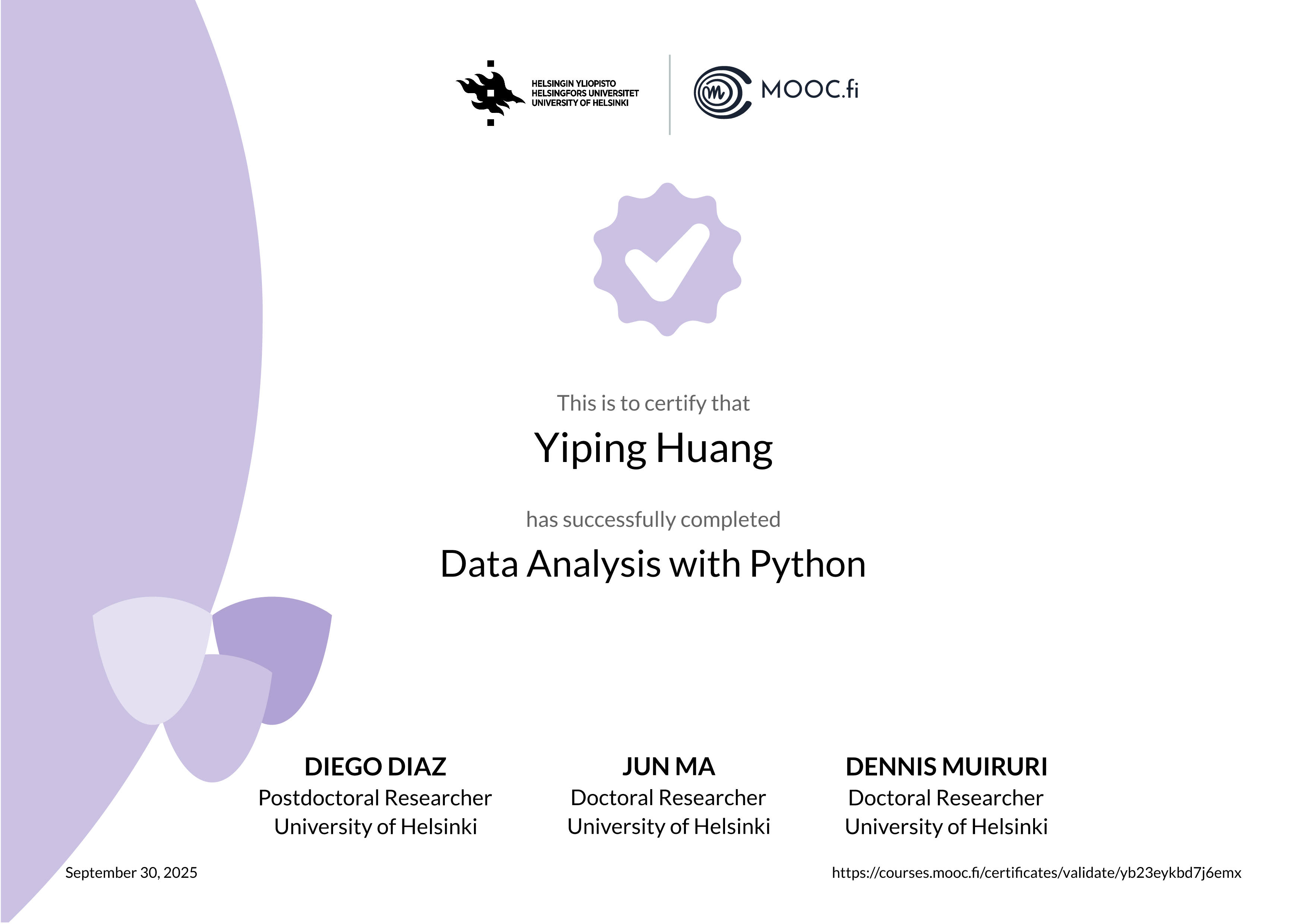 Data Analysis with Python Certificate